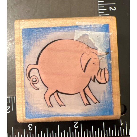 Pig Wood Mounted Rubber Stamp By Rubber Stampede Piggly Wiggly A2519C - Picture 1 of 4